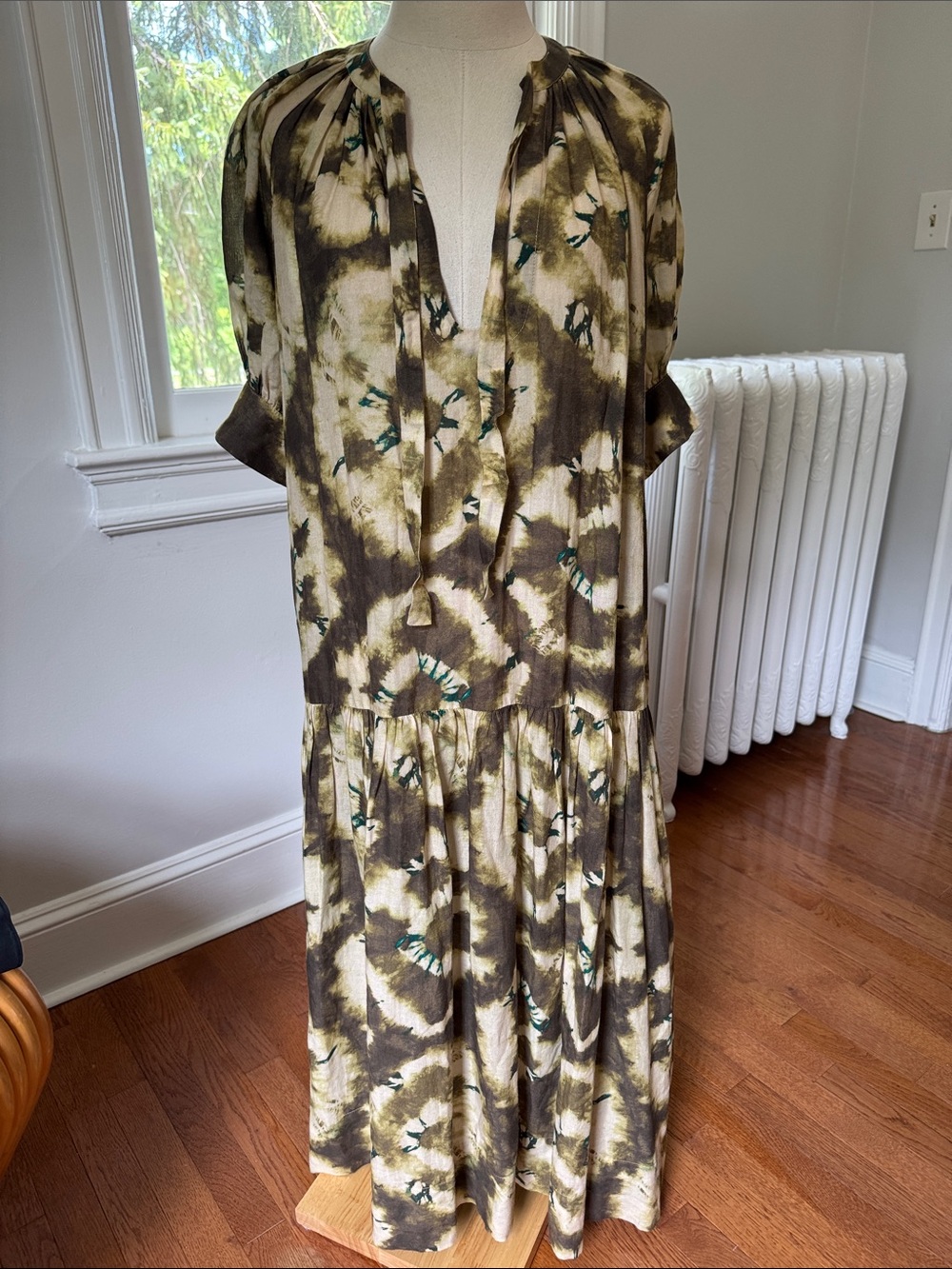 Ulla Johnson semi sheer drop waist Tie-Neck Maxi Dress